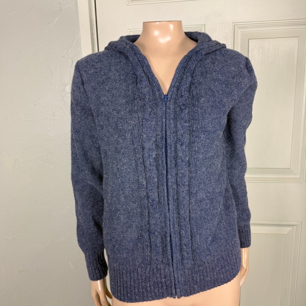 Inca's Inc Women's Sweater Medium Alpaca Hooded Zip L/S Cable knit Hoodie F3-9